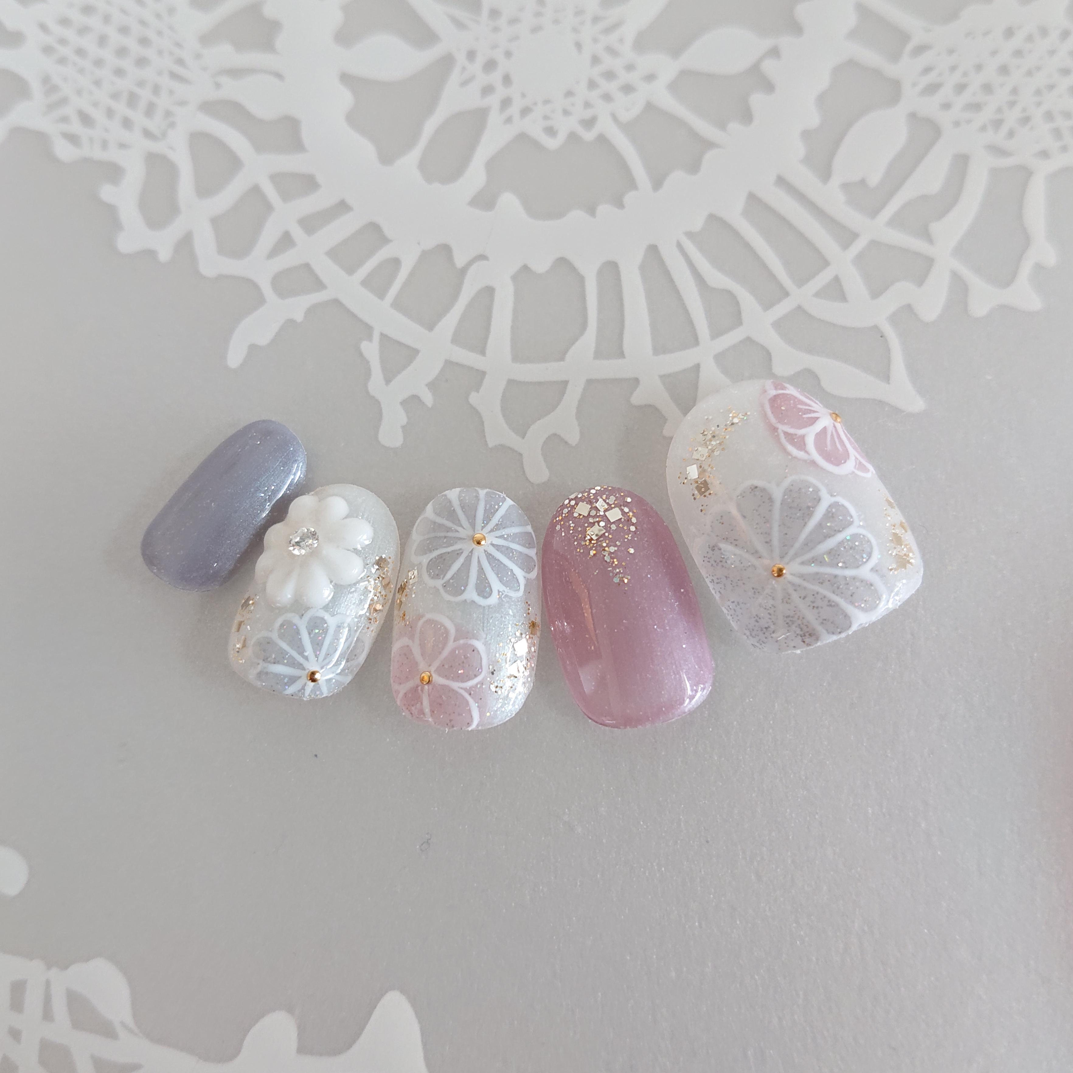 Diamond　和柄　ダイヤモンドネイル