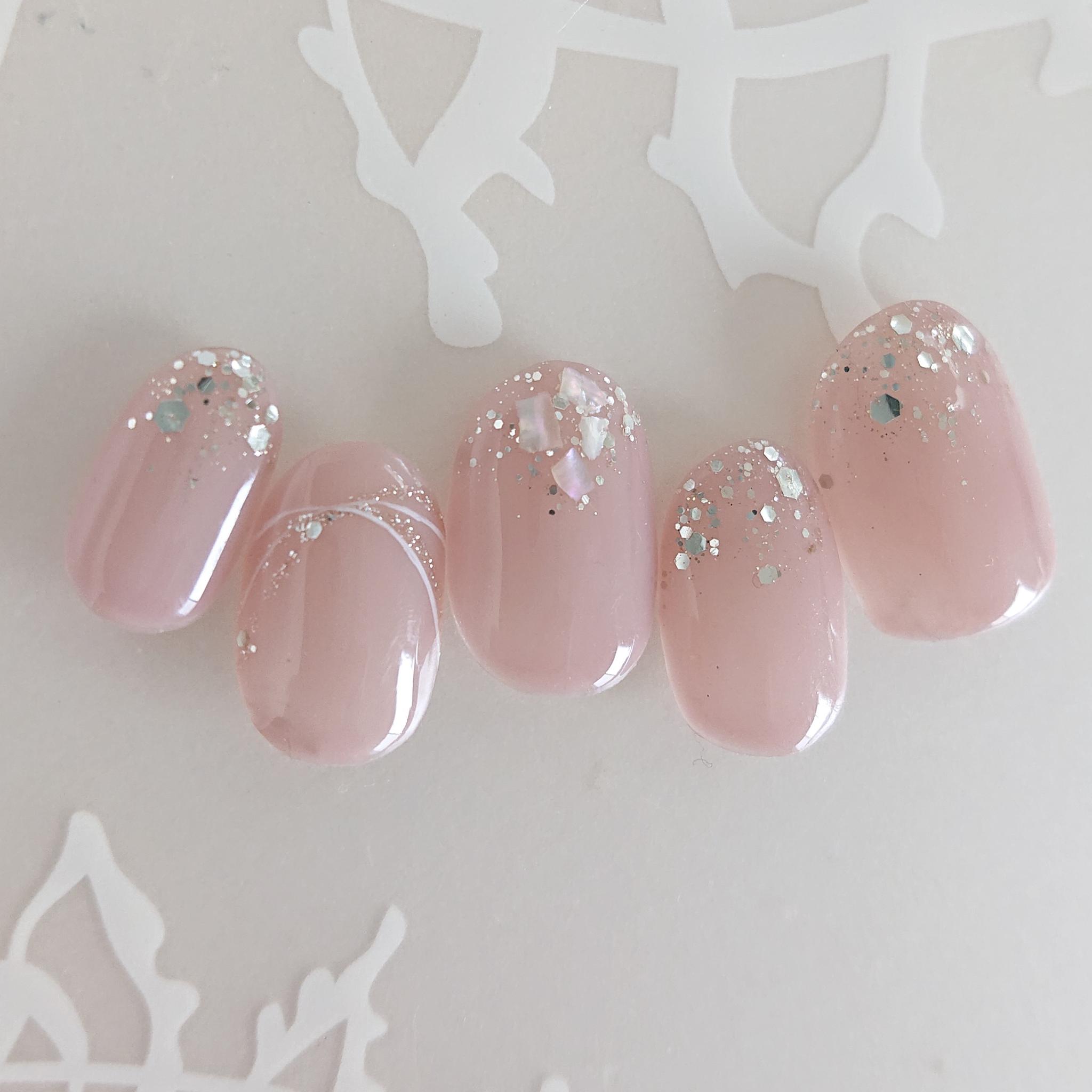 シアーカラー　上品シェルネイル/大人ブライダルネイル/前撮りネイル/ブライダルネイル/結婚式ネイル/和装ネイル/J2651枚目の画像